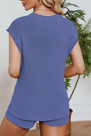 Knit Lounge Set – Sleeveless Top & Shorts – Casual Summer Style