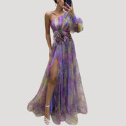 One Shoulder Maxi Dress – Floral Design – Elegant Wedding Guest Look 6