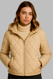 Quilted Black Puffer Jacket for Women – Lightweight Insulated Outerwear with Dual Closure 0