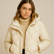 Quilted Black Puffer Jacket for Women – Lightweight Insulated Outerwear with Dual Closure 4