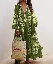 Retro Print Dress – V-Neck – Casual Summer Outing Style 4