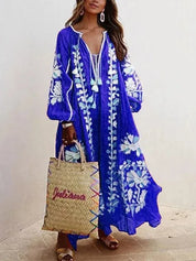 Retro Print Dress – V-Neck – Casual Summer Outing Style 5
