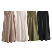 Satin Midi Skirt – Sleek Silhouette – Effortless Chic Style