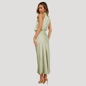 Satin Maxi Dress – Halter Neck – Elegant Wedding Guest Look 5