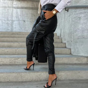 Cargo Pants – Faux Leather – High-Waisted Chic Style
