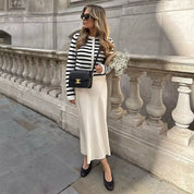 Satin Midi Skirt – Sleek Silhouette – Effortless Chic Style