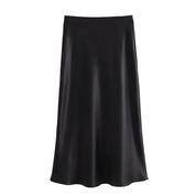 Satin Midi Skirt – Sleek Silhouette – Effortless Chic Style