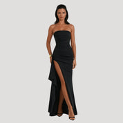 Strapless Maxi Dress – Elegant Ruching – Formal Wedding Guest Look 1