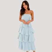 Strapless Maxi Dress – Ruffle Layers – Elegant Summer Occasion 1