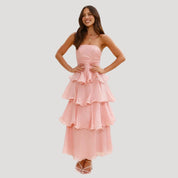 Strapless Maxi Dress – Ruffle Layers – Elegant Summer Occasion 5