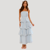 Strapless Maxi Dress – Ruffle Layers – Elegant Summer Occasion 7