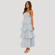 Strapless Maxi Dress – Ruffle Layers – Elegant Summer Occasion 8