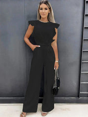 Wide-Leg Jumpsuit – Ruffle Sleeves – Effortless Chic Style 8