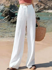 Wide Leg Linen Pants – High Waist – Effortless Summer Style 0
