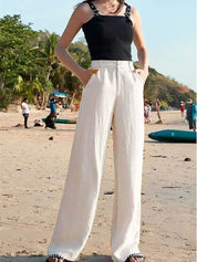 Wide Leg Linen Pants – High Waist – Effortless Summer Style 1
