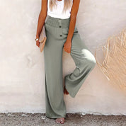 Wide Leg Trousers – Cotton Linen Blend – Casual Summer Style 1