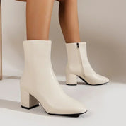 Women’s Ankle Boots – Sleek Fit – Pointed Toe – Block Heel – Side Zip Closure 2