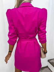 Women’s Blazer Dress – Tailored Fit – Double-Breasted – Belted Waist – Padded Shoulders 7