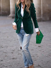 Women’s Blazer – Tailored Fit – Velvet Finish – Single-Breasted with Notched Lapels 3