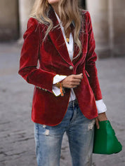 Women’s Blazer – Tailored Fit – Velvet Finish – Single-Breasted with Notched Lapels 4
