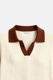 Women's Color Block Polo Shirt with Notched Collar 6