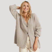 Women's Long Cardigan Beige Size M Acrylic 0