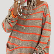 Women's Oversized Jumper Striped Size L Acrylic 0