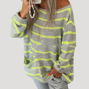 Women's Oversized Jumper Striped Size L Acrylic 3