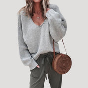 Women's Oversized Sweater Beige Size M Knitted Acrylic Wool 2