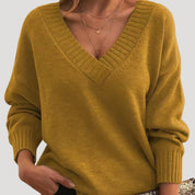 Women's Oversized Sweater Grey Size M Soft Touch Acrylic V Neck 3