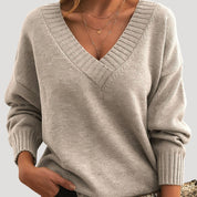 Women's Oversized Sweater Grey Size M Soft Touch Acrylic V Neck 7