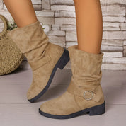 Women's Short Boots Brown Size 8 Imitation Suede Waterproof 3
