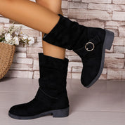 Women's Short Boots Brown Size 8 Imitation Suede Waterproof 5