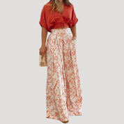 Women's Summer Co-Ord Set – Wide Leg Trousers and Cropped Wrap Top, Lightweight Two Piece Set for Casual Outings 0