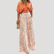 Women's Summer Co-Ord Set – Wide Leg Trousers and Cropped Wrap Top, Lightweight Two Piece Set for Casual Outings 1