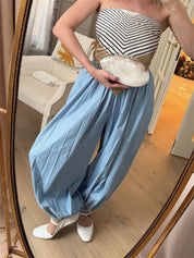 Women's Wide Leg Trousers Black Size M Polyester 1
