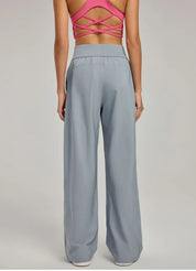 Women's Wide Leg Trousers Black Size M Polyester Spandex 3