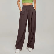 Women's Wide Leg Trousers Black Size M Polyester Spandex 4