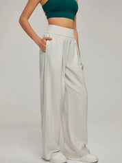 Women's Wide Leg Trousers Black Size M Polyester Spandex 9