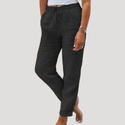 Women’s casual linen trousers summer drawstring lightweight 2