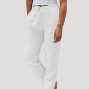 Women’s casual linen trousers summer drawstring lightweight 5