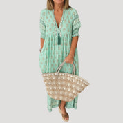 Women's summer midi dress – boho beach style with pockets 4