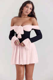 Mini Dress – Off-Shoulder Bow Detail – Romantic Cocktail Look