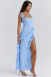 Maxi Dress – Ruffled Trim – Elegant Evening Gown