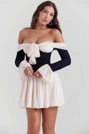 Mini Dress – Off-Shoulder Bow Detail – Romantic Cocktail Look