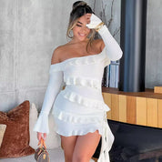 Mini Dress – Off-Shoulder Ruffle Layers – Elegant Party Look