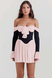 Mini Dress – Off-Shoulder Bow Detail – Romantic Cocktail Look