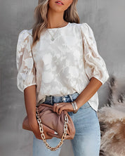 Blouse – Sheer Floral Texture – Elegant Everyday Style