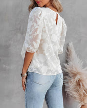 Blouse – Sheer Floral Texture – Elegant Everyday Style
