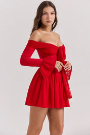 Mini Dress – Off-Shoulder Bow Detail – Romantic Cocktail Look